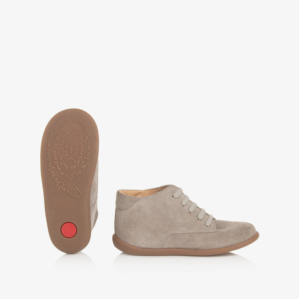 Pom d'Api-بوت جلد شامواه لون رمادي لبدء المشي للأطفال | Childrensalon Outlet