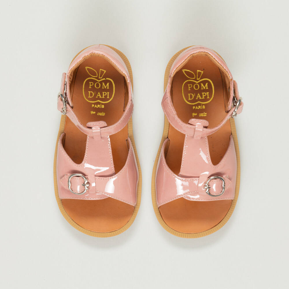 Pom d'Api-Preloved Girls Rose Pink Patent Leather Sandals (EU24 / UK7) | Childrensalon Outlet