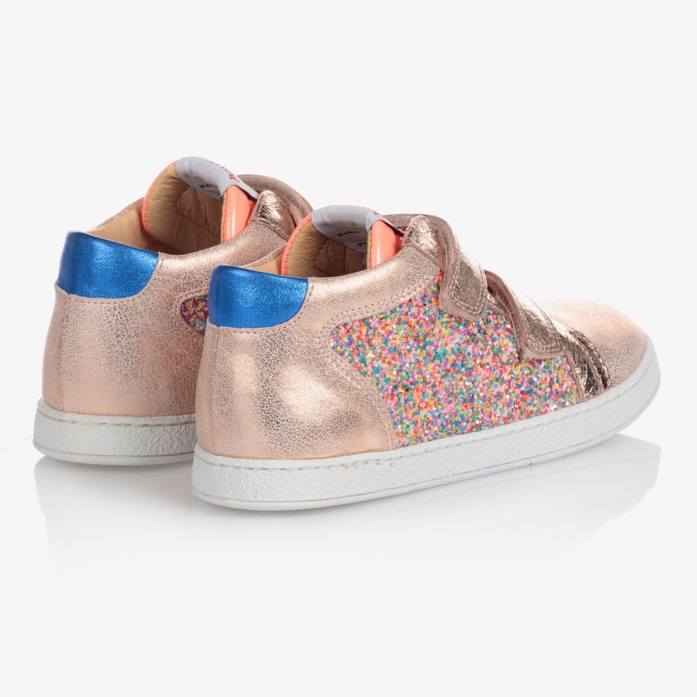 Pom d Api Rose Gold Leather Trainers Childrensalon Outlet