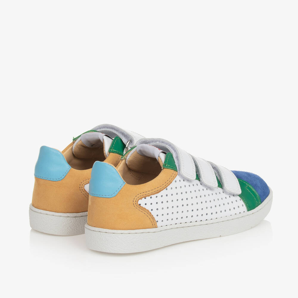 Pom d'Api-White & Blue Leather Trainers | Childrensalon Outlet