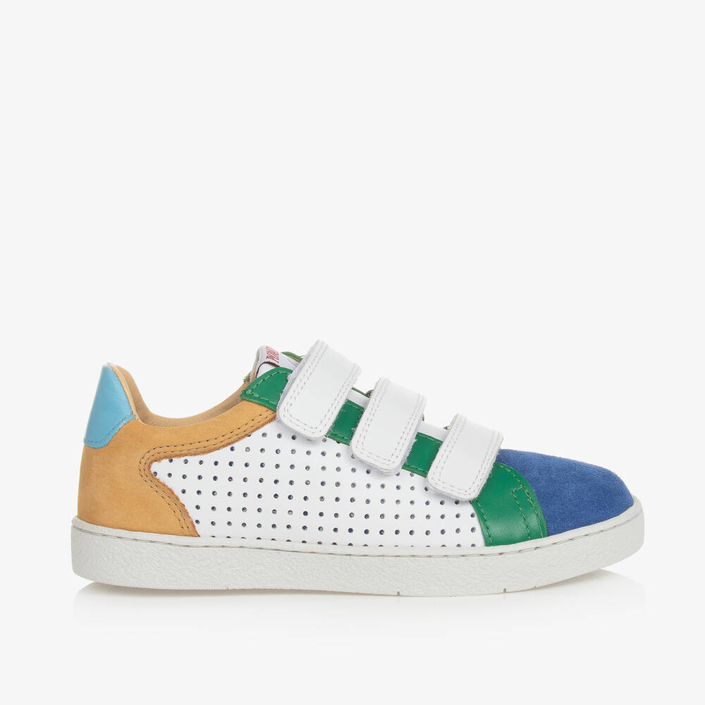 Pom d'Api-White & Blue Leather Trainers | Childrensalon Outlet