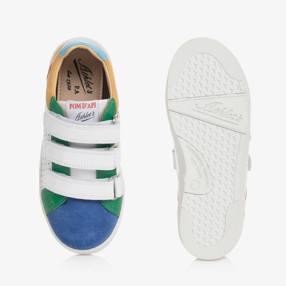 Pom d'Api-White & Blue Leather Trainers | Childrensalon Outlet