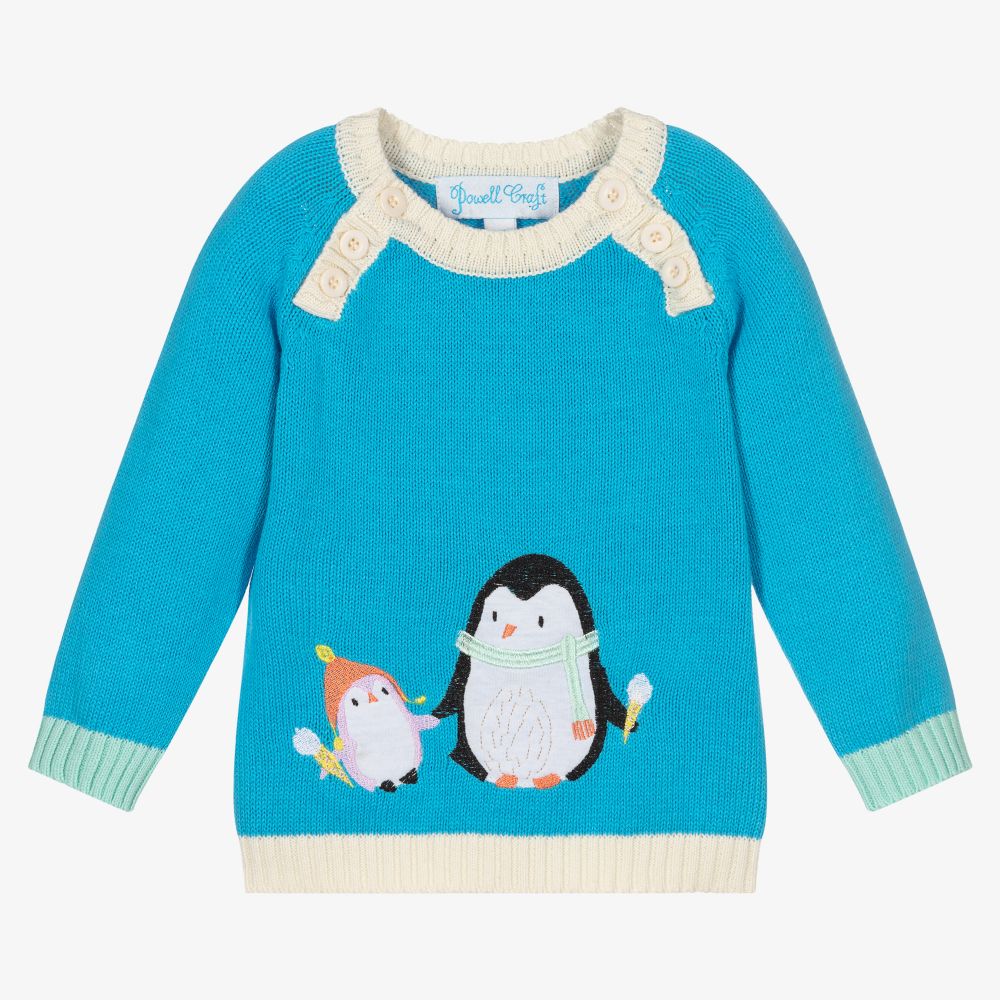 Powell Craft - Pull bleu en coton Bébé | Childrensalon