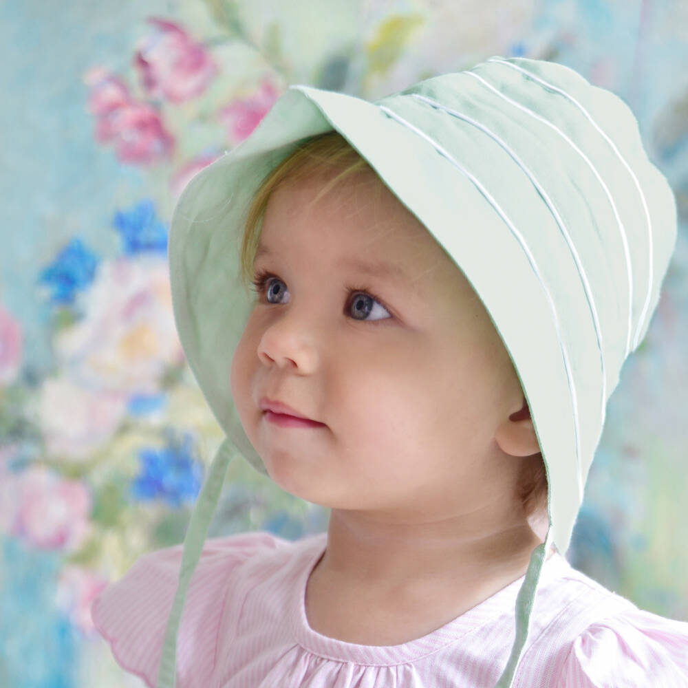 Powell Craft-Зеленый льняной чепец для девочек | Childrensalon Outlet