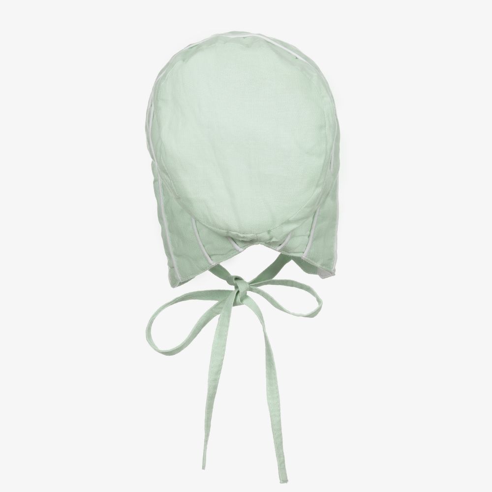 Powell Craft-Зеленый льняной чепец для девочек | Childrensalon Outlet