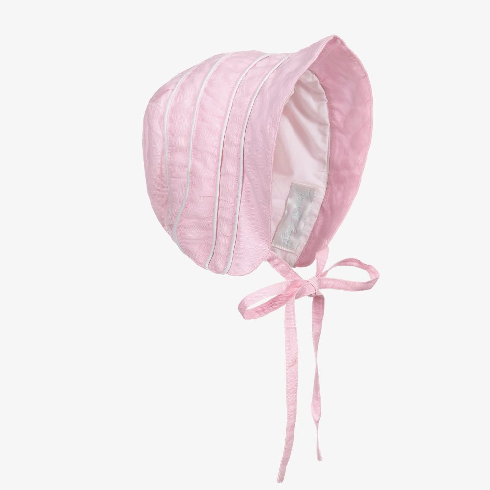 Powell Craft-قبعة بونيه كتان وقطن لون زهري للمولودات | Childrensalon Outlet