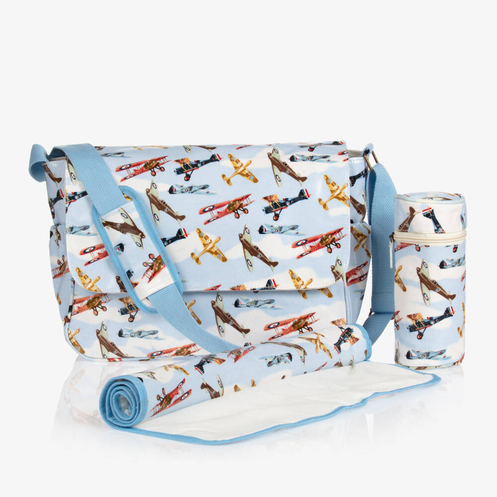 Powell Craft-Blue Aeroplane Baby Changing Bag (36cm) | Childrensalon Outlet