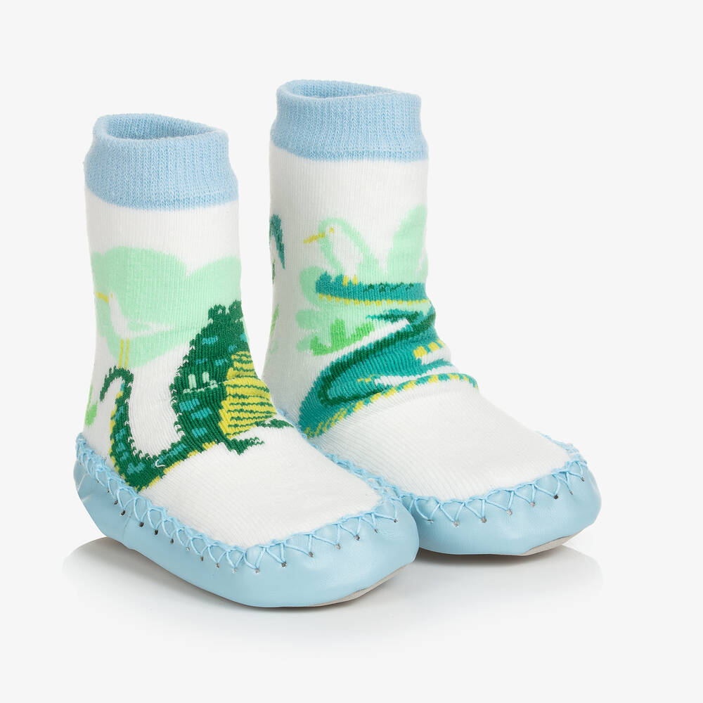 Powell Craft-Blue & Green Crocodile Slipper Socks | Childrensalon Outlet
