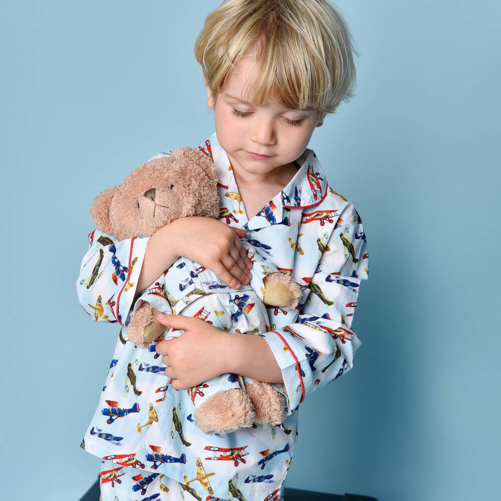 Powell Craft-Boys' Aviator Teddy in Cozy Pajamas | Childrensalon Outlet