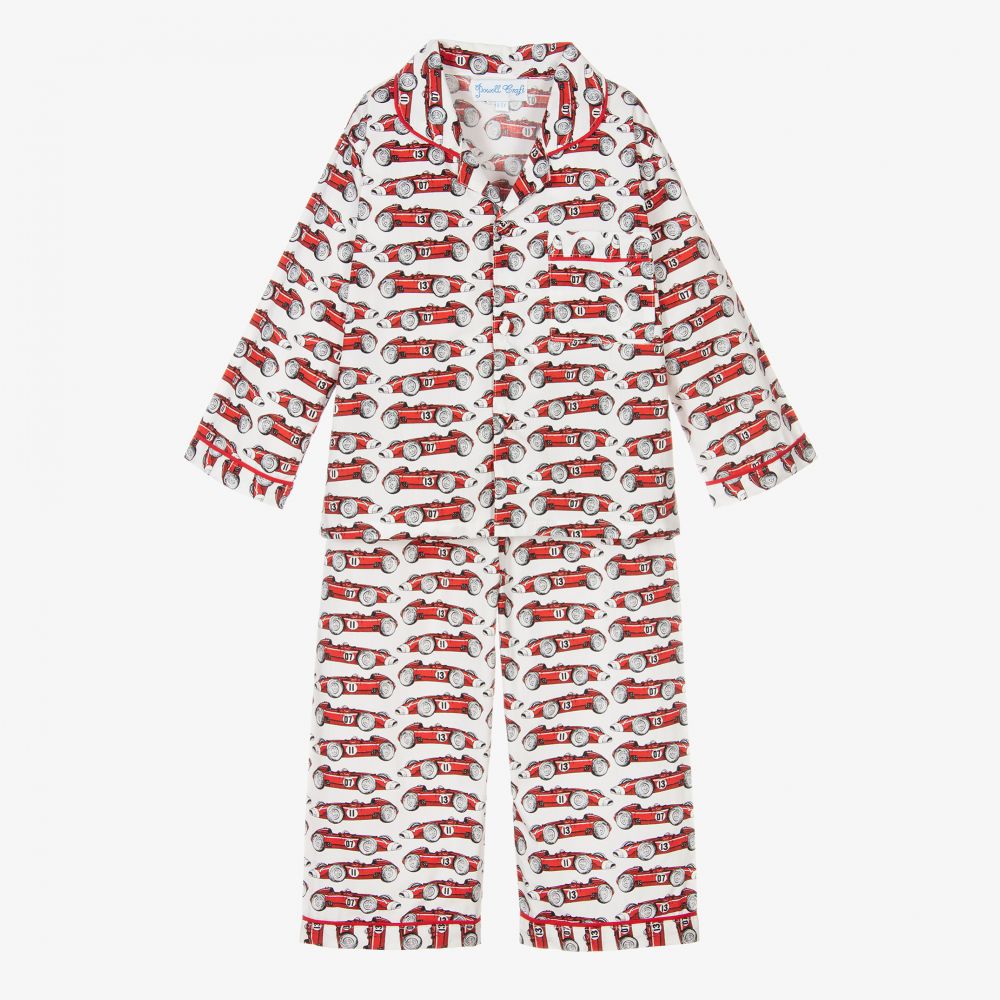 Powell Craft - Boys Cotton Red Pyjamas | Childrensalon