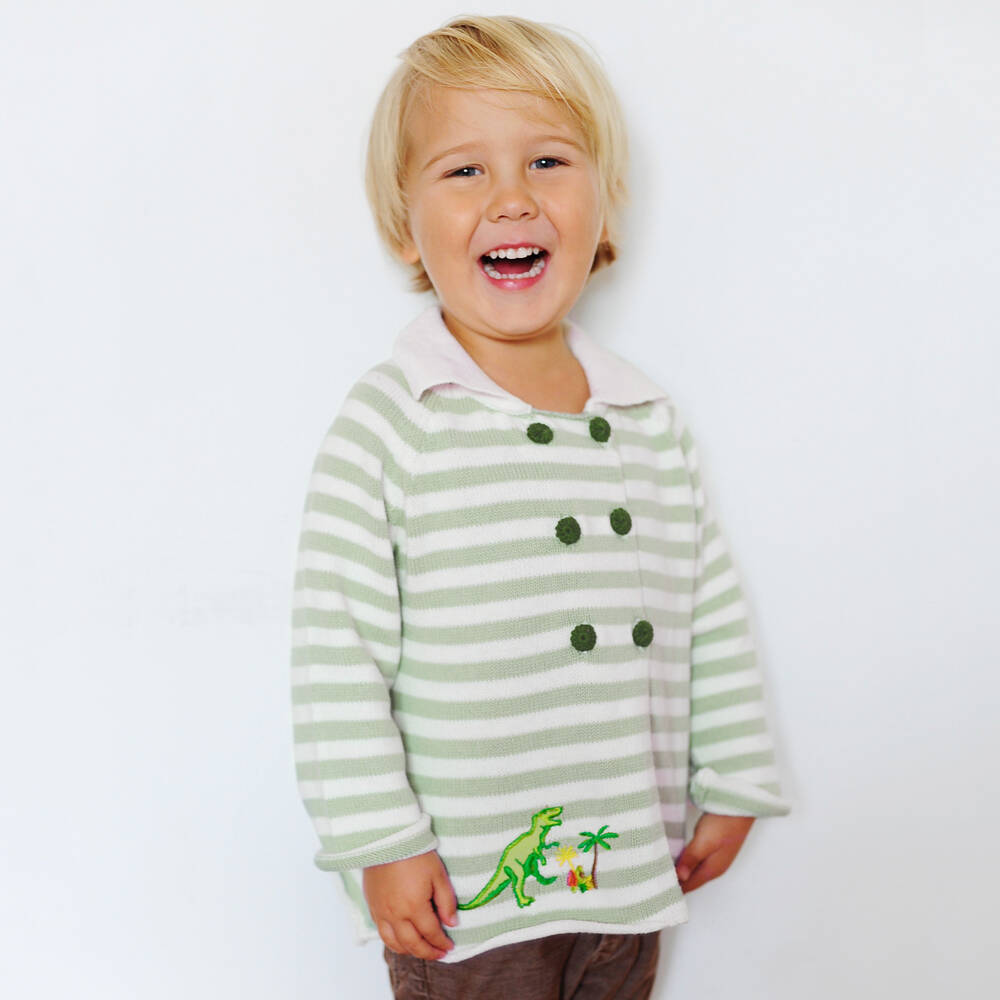 Powell Craft-Boys Green Cotton Cardigan | Childrensalon Outlet