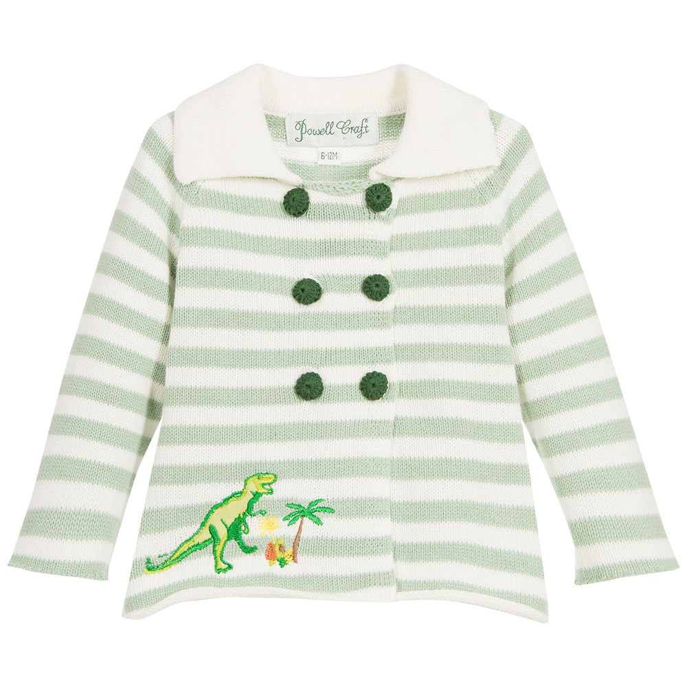 Powell Craft-Boys Green Cotton Cardigan | Childrensalon Outlet