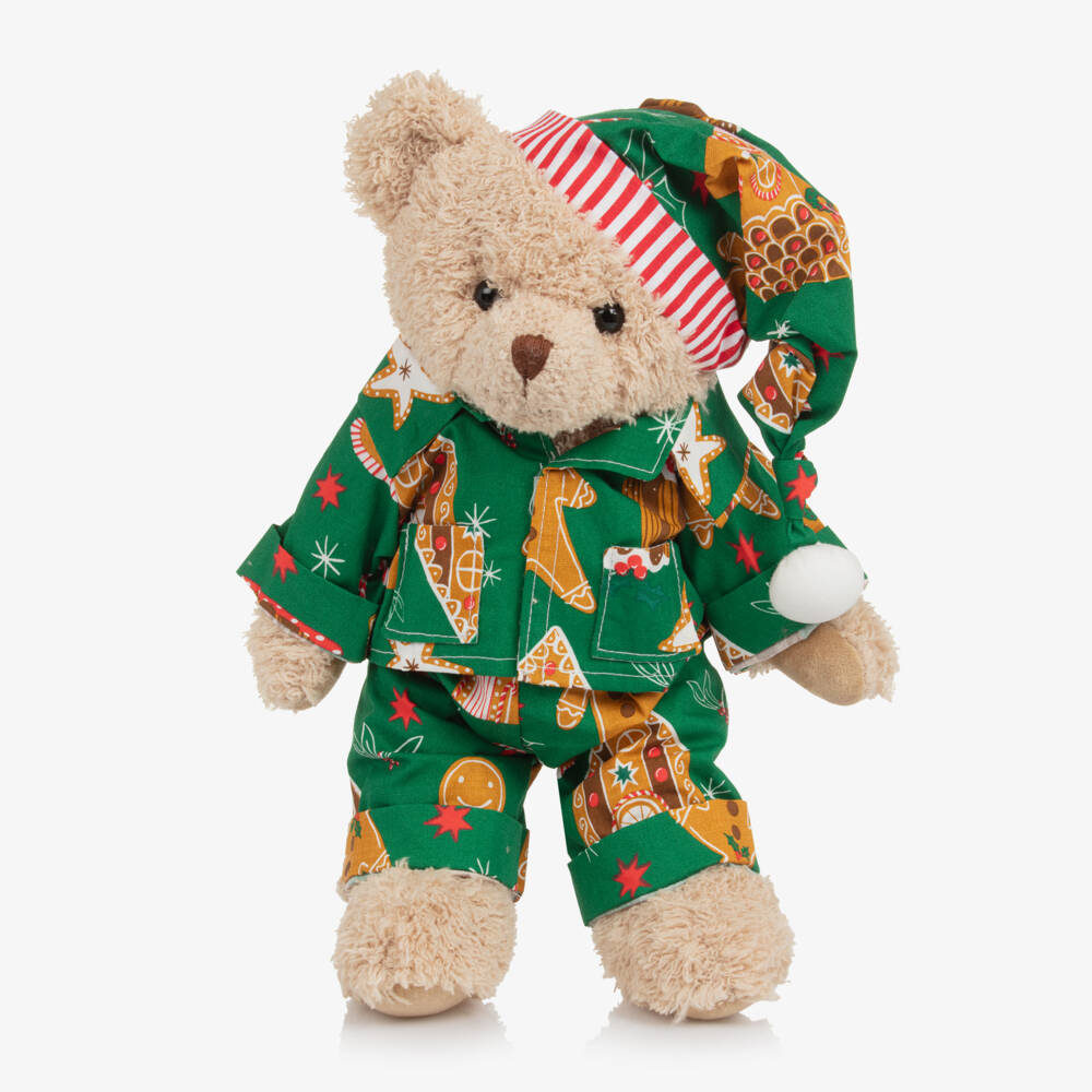 Powell Craft-Boys Teddy Bear Soft Toy with Gingerbread Print Pyjamas (32cm) | Childrensalon Outlet