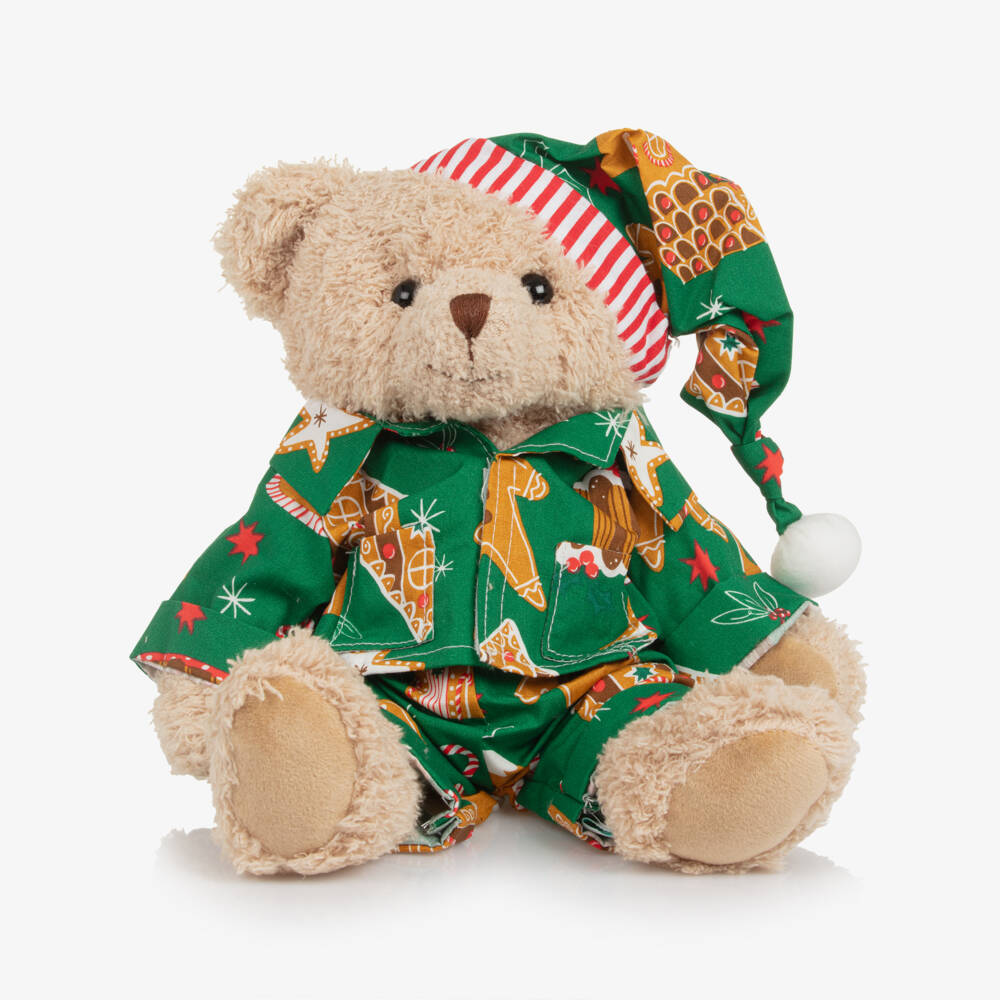 Powell Craft-Boys Teddy Bear Soft Toy with Gingerbread Print Pyjamas (32cm) | Childrensalon Outlet