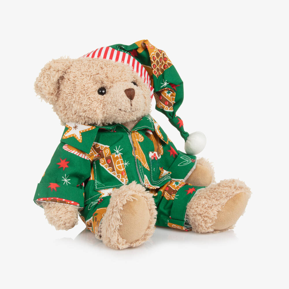 Powell Craft-Boys Teddy Bear Soft Toy with Gingerbread Print Pyjamas (32cm) | Childrensalon Outlet