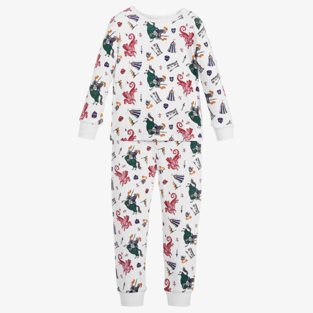 Powell Craft-Boys White Cotton Pyjamas | Childrensalon Outlet