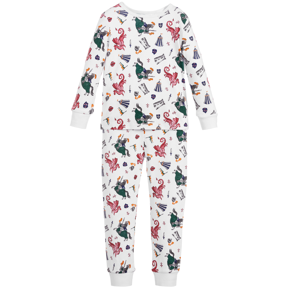Powell Craft - Boys White Cotton Pyjamas | Childrensalon