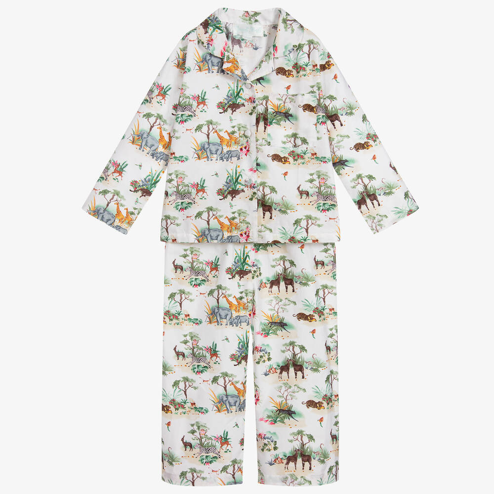Powell Craft - Cotton Jungle Print Pyjamas | Childrensalon