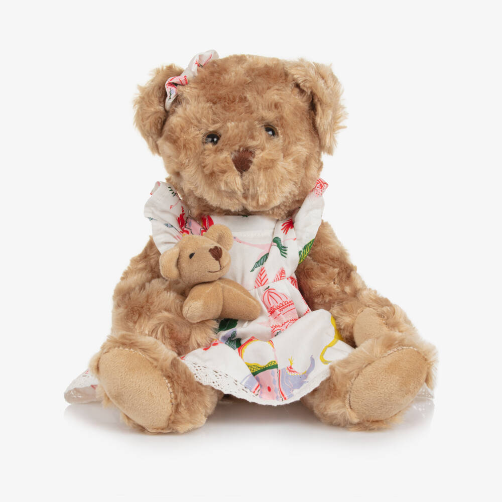 Powell Craft-Girls Beige Teddy Bear with Sultan's Garden Print Dress (30cm) | Childrensalon Outlet