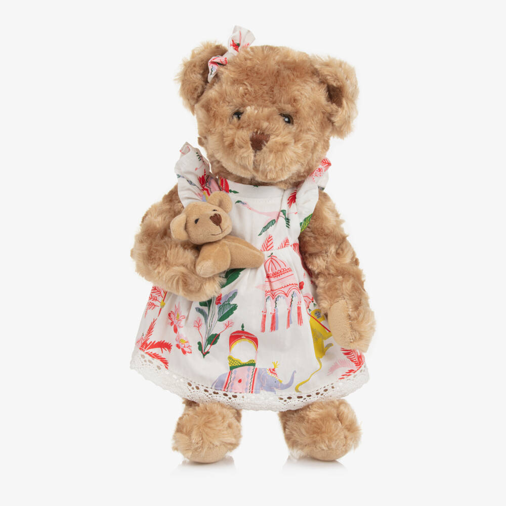 Powell Craft-Girls Beige Teddy Bear with Sultan's Garden Print Dress (30cm) | Childrensalon Outlet