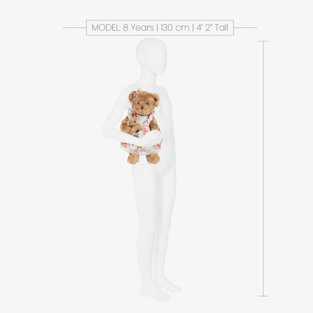 Powell Craft-Girls Beige Teddy Bear with Sultan's Garden Print Dress (30cm) | Childrensalon Outlet