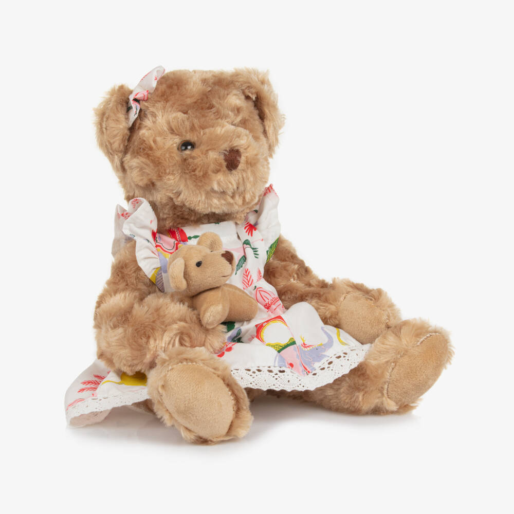 Powell Craft-Girls Beige Teddy Bear with Sultan's Garden Print Dress (30cm) | Childrensalon Outlet