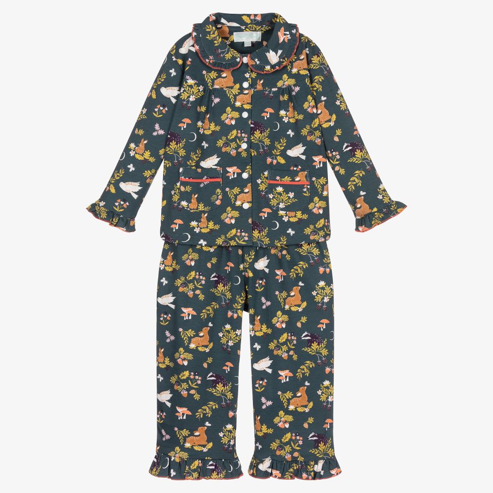 Powell Craft - Girls Blue Cotton Pyjamas | Childrensalon