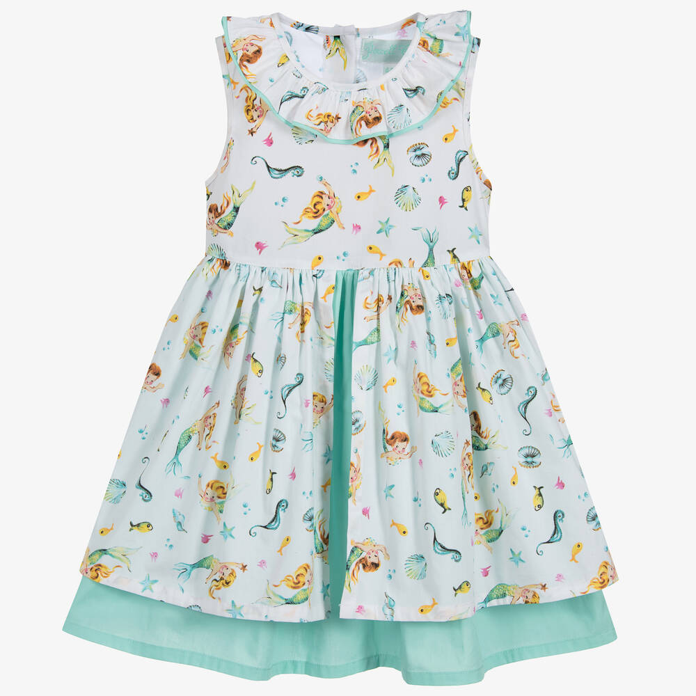 Powell Craft-Хлопковое платье с русалками для девочек | Childrensalon Outlet