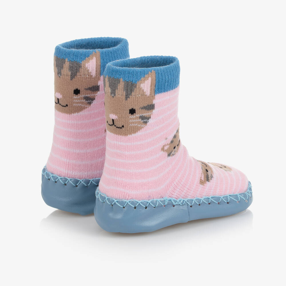 Powell Craft-Girls Pink Cat Slipper Socks | Childrensalon Outlet