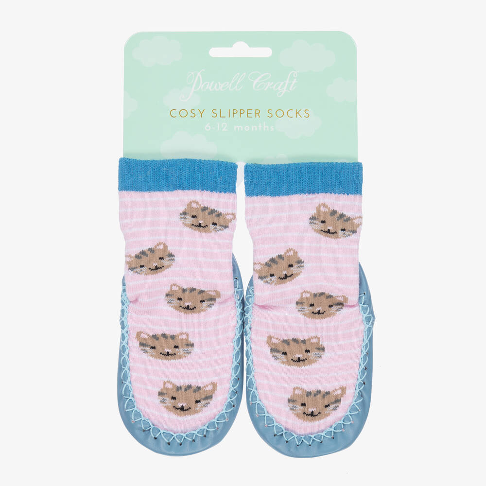 Powell Craft-Girls Pink Cat Slipper Socks | Childrensalon Outlet