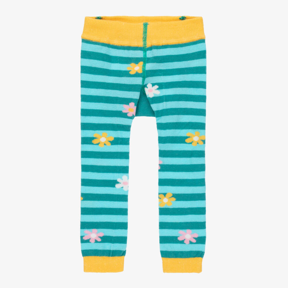 Powell Craft-Girls Striped Blue Knit Leggings | Childrensalon Outlet