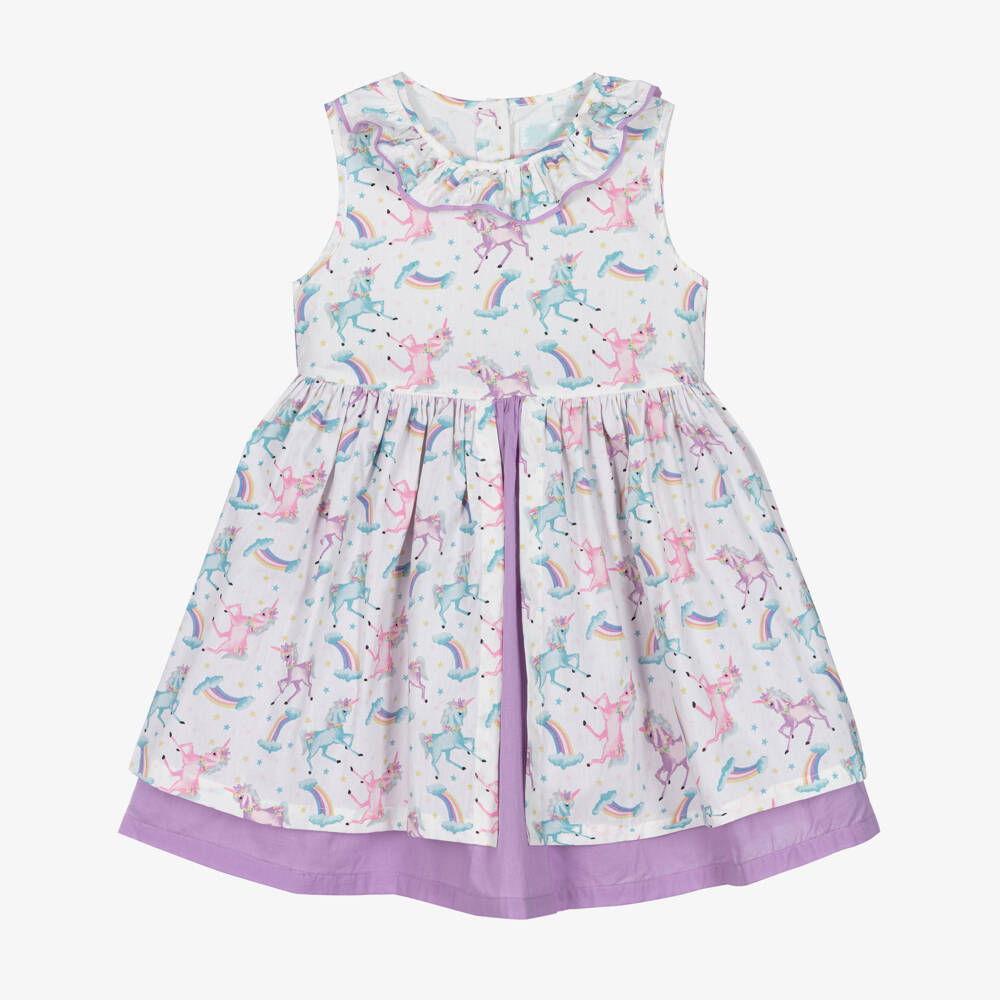 Powell Craft-Girls White Cotton Dress | Childrensalon Outlet