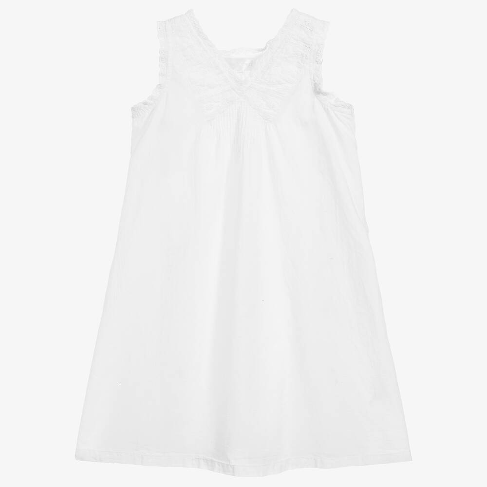 Powell Craft - Белая ночная рубашка из хлопка для девочек | Childrensalon
