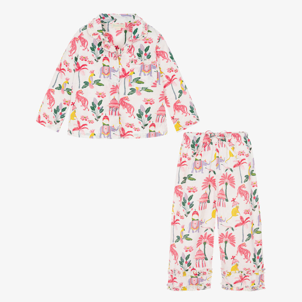 Powell Craft-Пижама с белым садовым принтом для девочек | Childrensalon Outlet