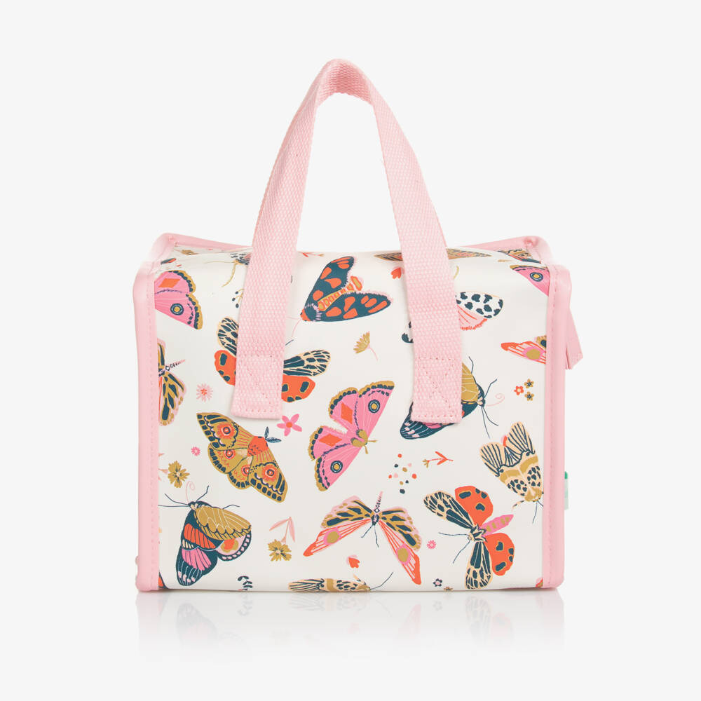 Powell Craft-Girls White & Pink Butterfly Lunch Bag (20cm) | Childrensalon Outlet