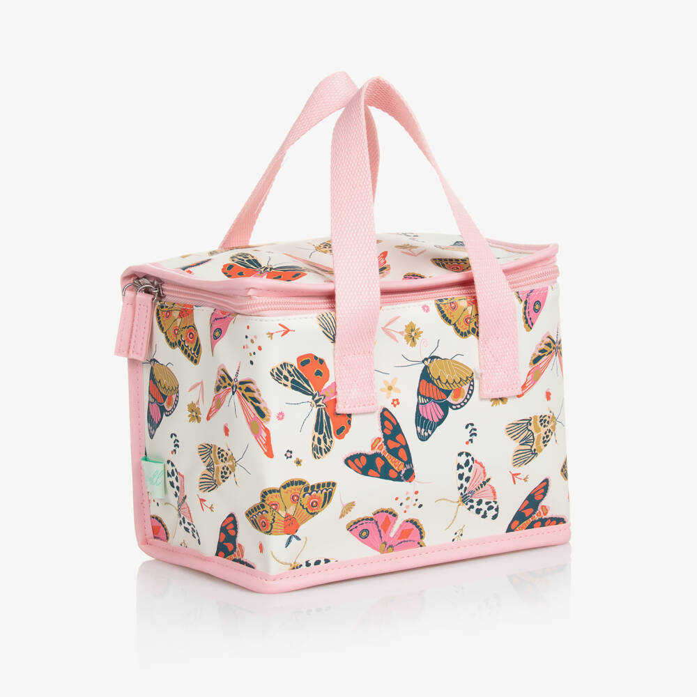 Powell Craft-Girls White & Pink Butterfly Lunch Bag (20cm) | Childrensalon Outlet