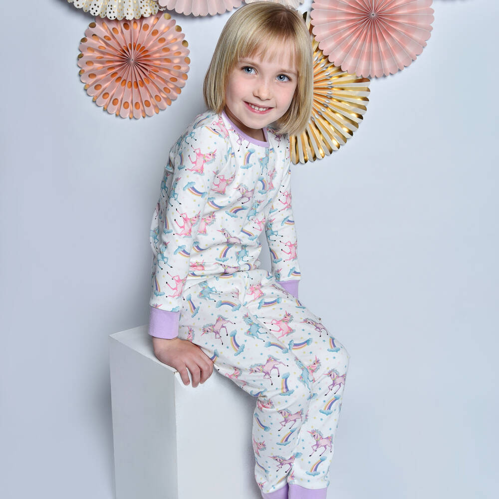Powell Craft-Girls White Unicorn Pyjamas | Childrensalon Outlet