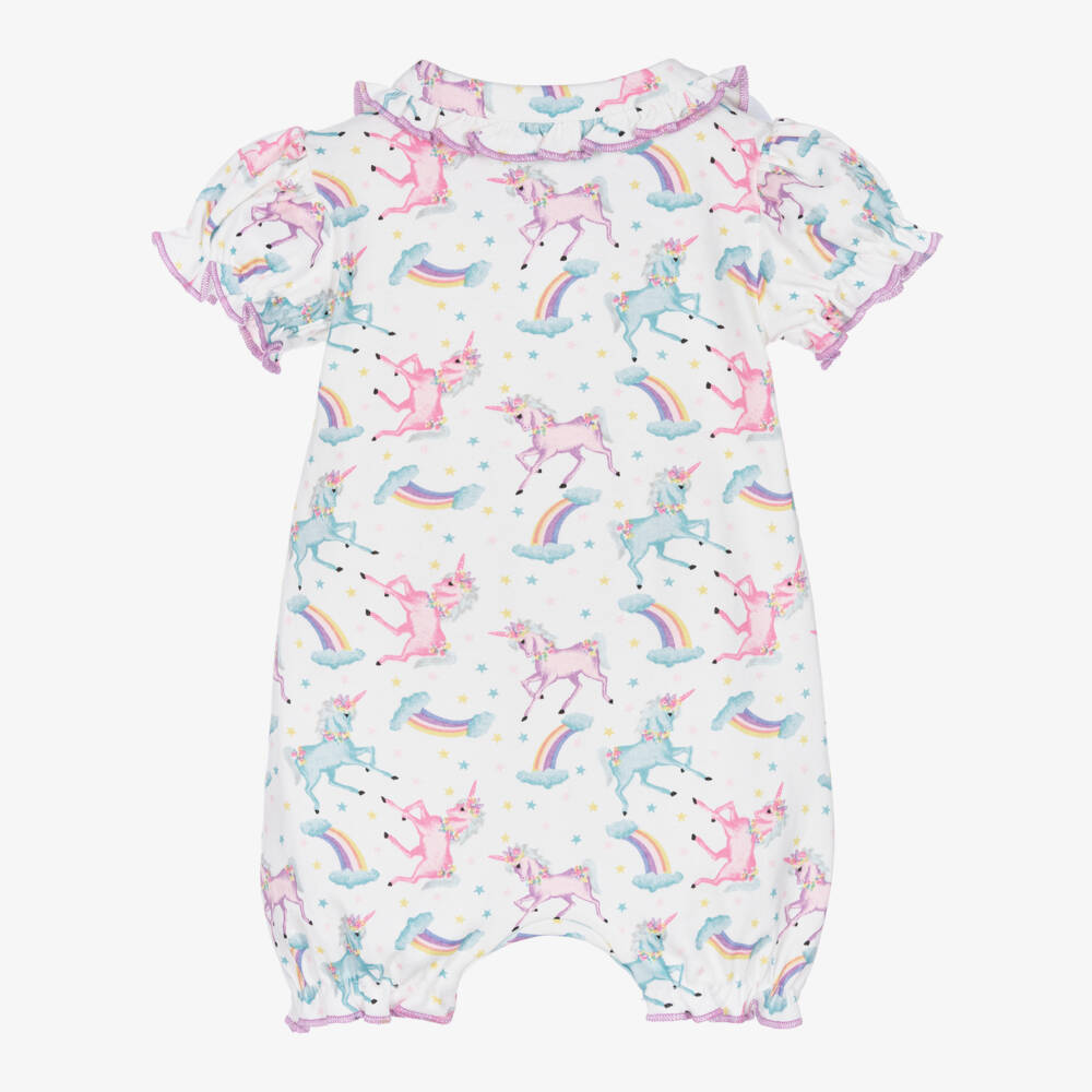 Powell Craft-Girls White Unicorn Romper Delight | Childrensalon Outlet