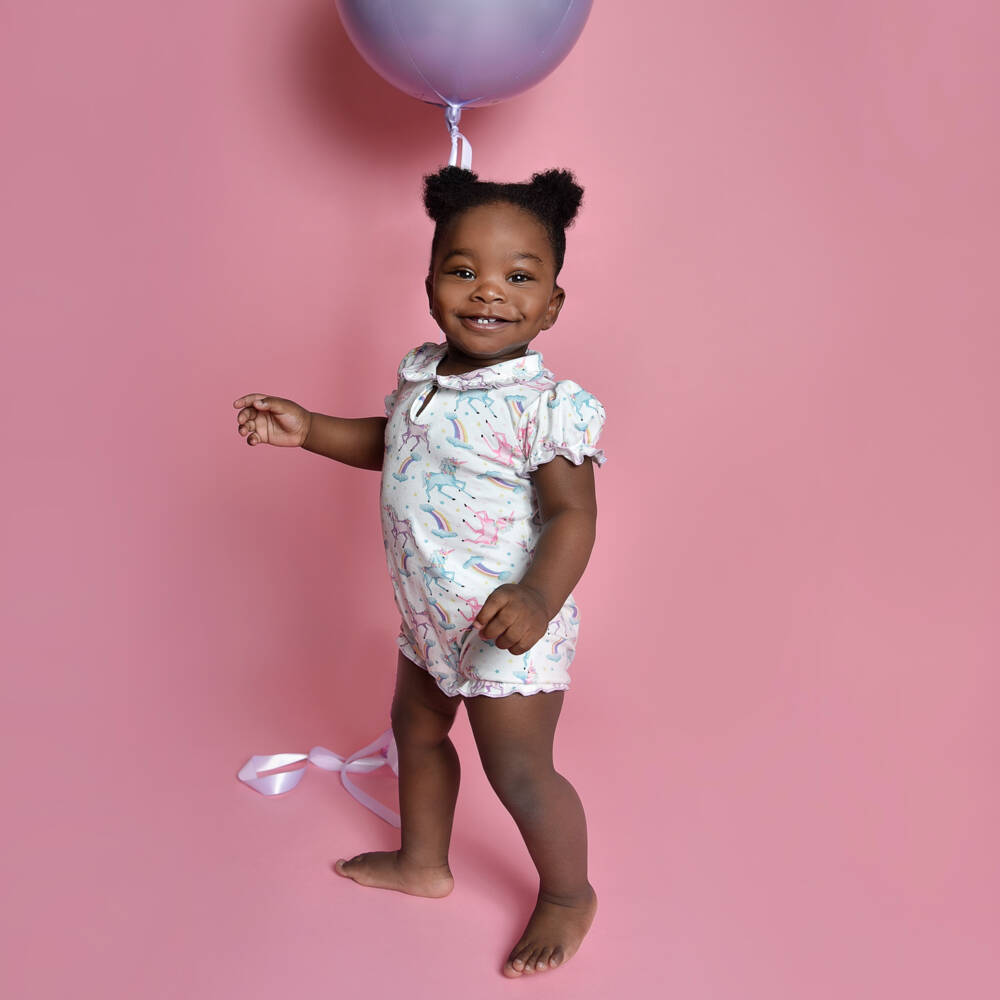 Powell Craft-Girls White Unicorn Romper Delight | Childrensalon Outlet