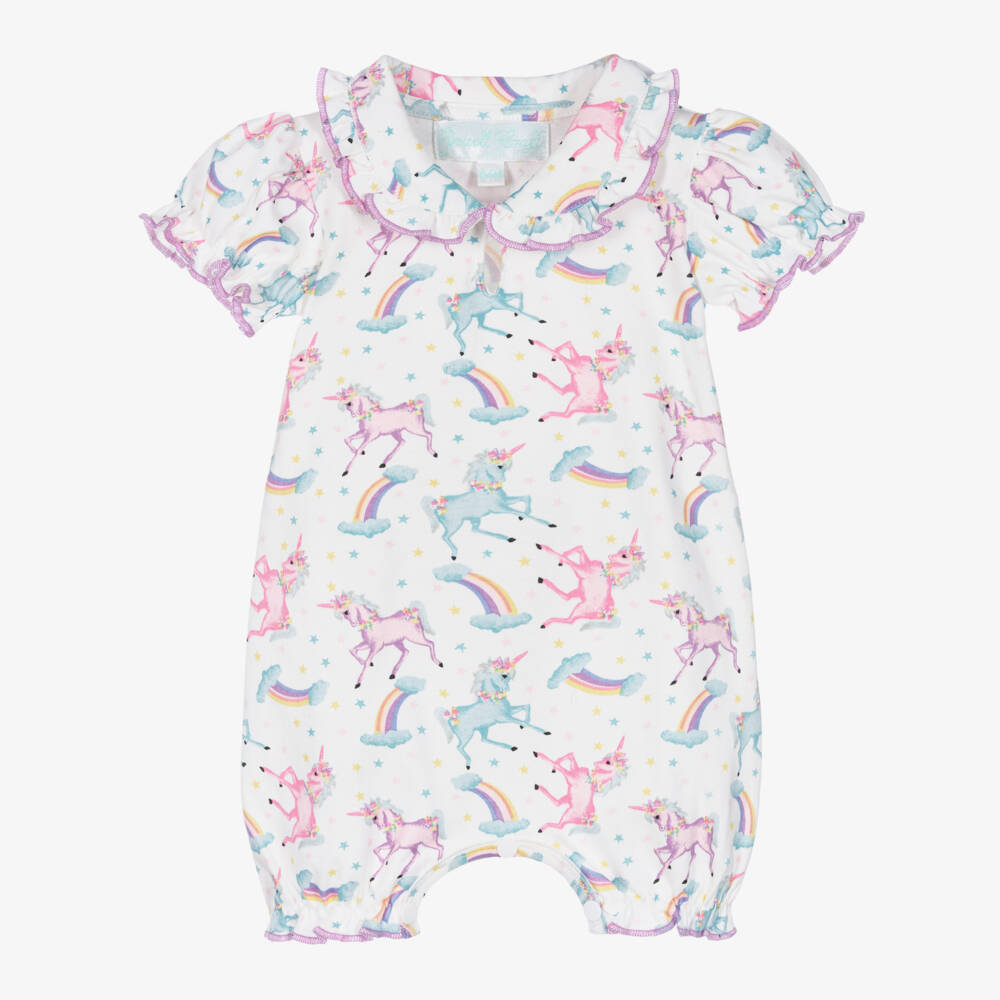 Powell Craft-Girls White Unicorn Romper Delight | Childrensalon Outlet