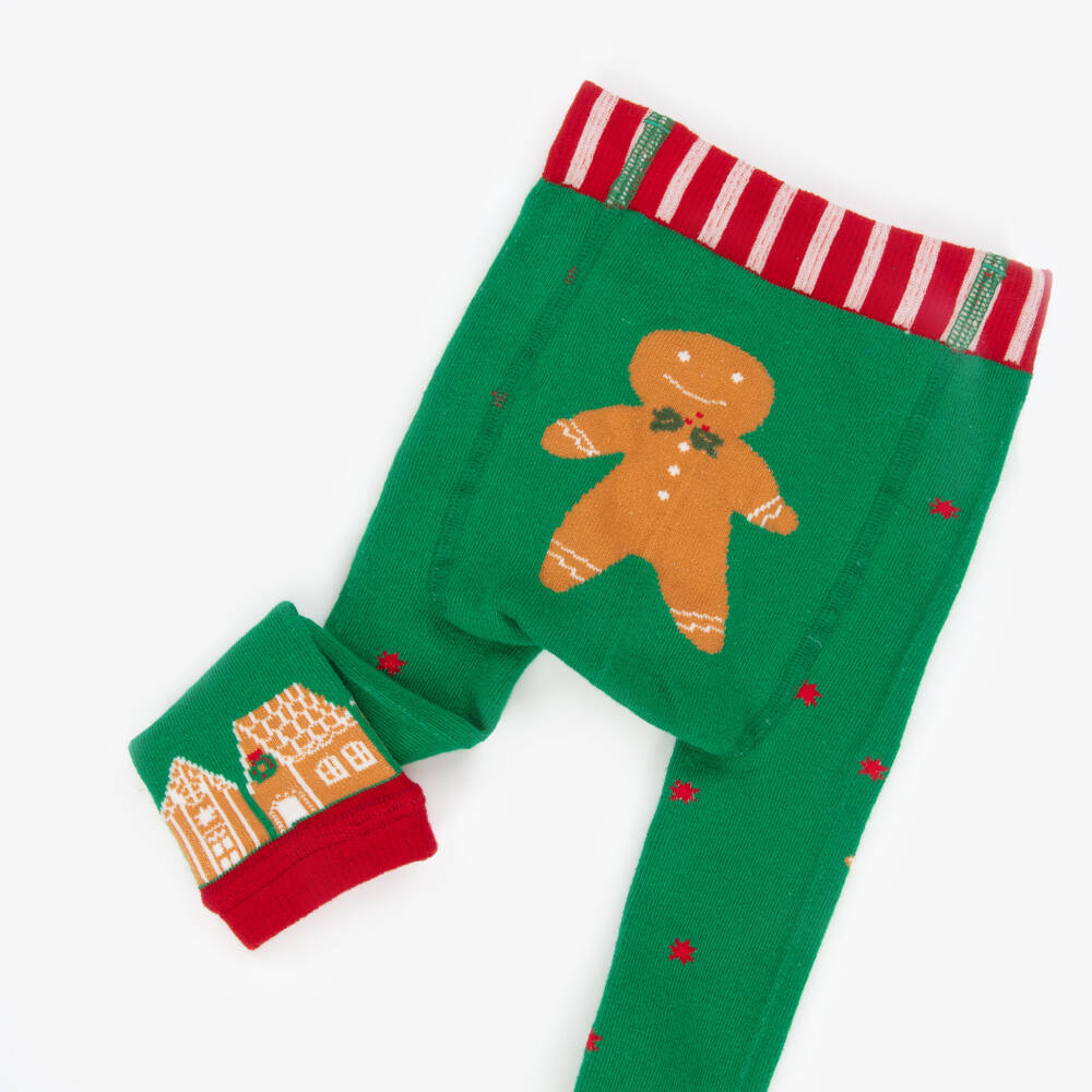 Powell Craft-Green Cotton Knit Gingerbread Leggings | Childrensalon Outlet