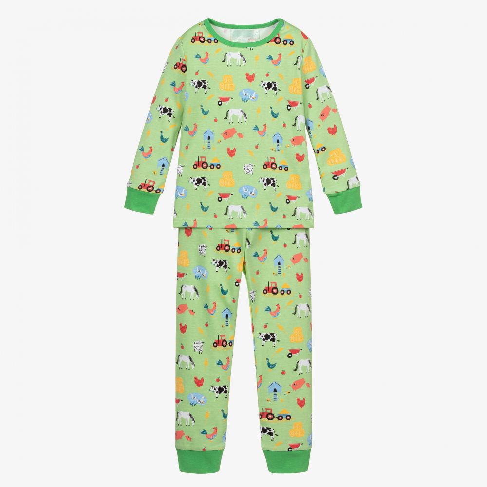 Powell Craft - Green Cotton Pyjamas | Childrensalon