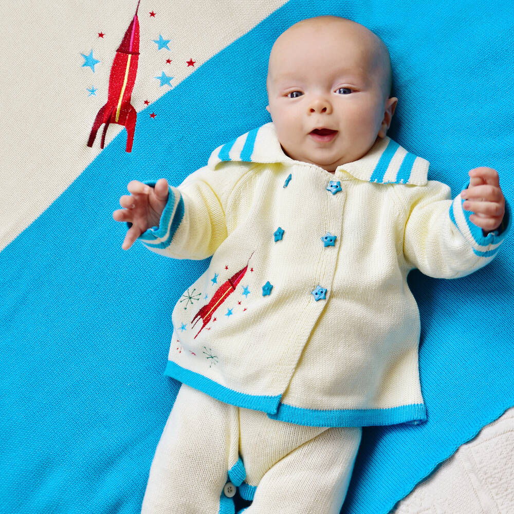 Powell Craft-Ivory Cotton Baby Cardigan | Childrensalon Outlet