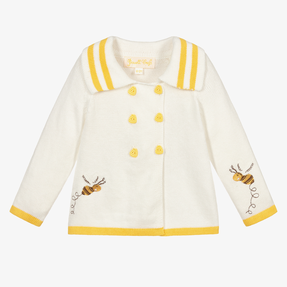 Powell Craft - Ivory Cotton Baby Pram Coat | Childrensalon