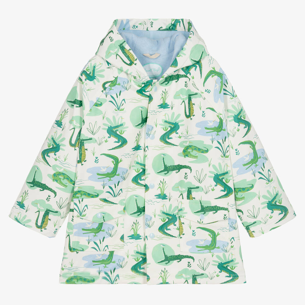 Powell Craft-Ivory & Green Crocodile Raincoat | Childrensalon Outlet