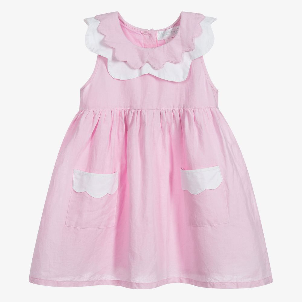 Powell Craft - Robe rose en lin et en coton | Childrensalon