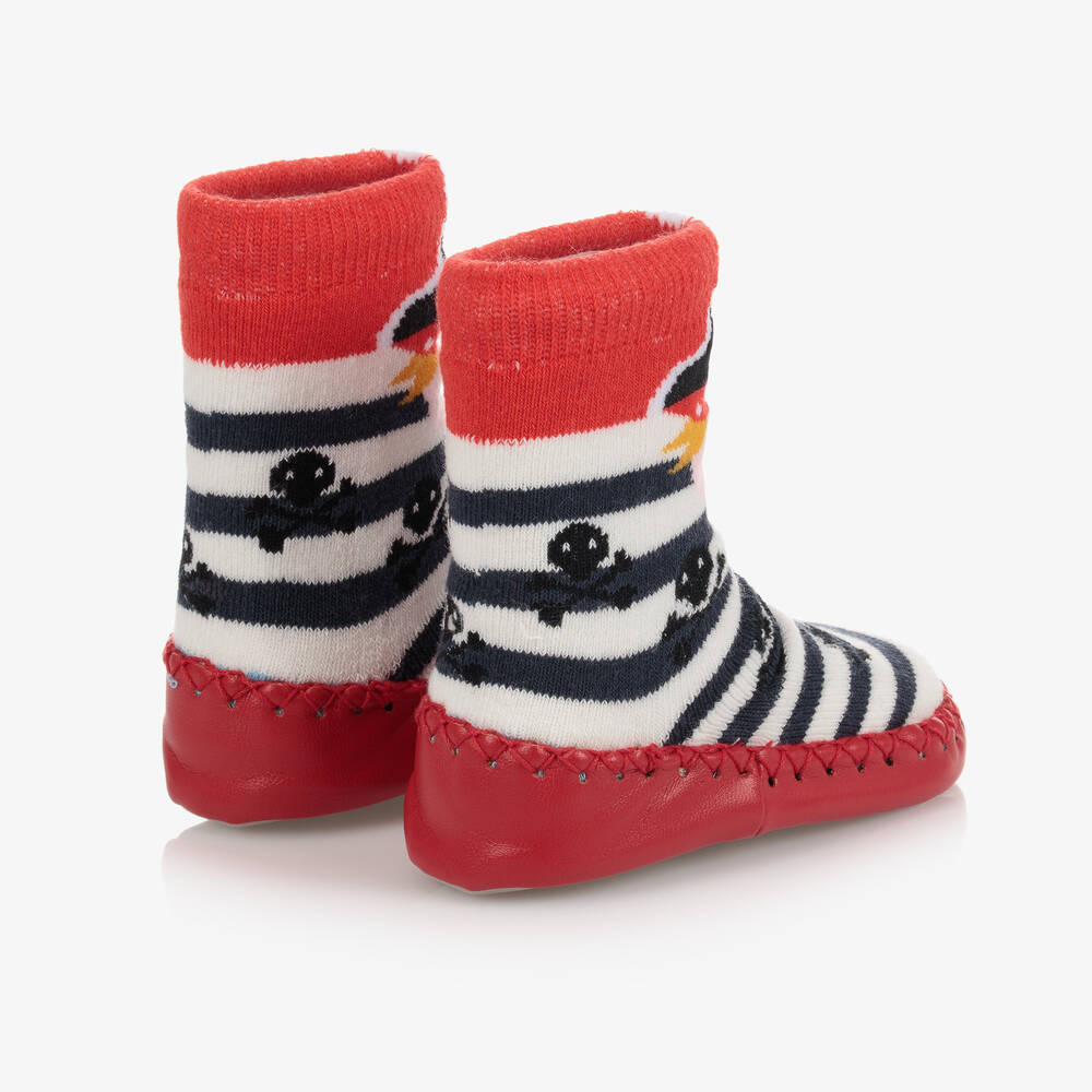 بووال كرافت-جوارب سليبرز جلد صناعي وقطن لون أحمر للأطفال | Childrensalon Outlet