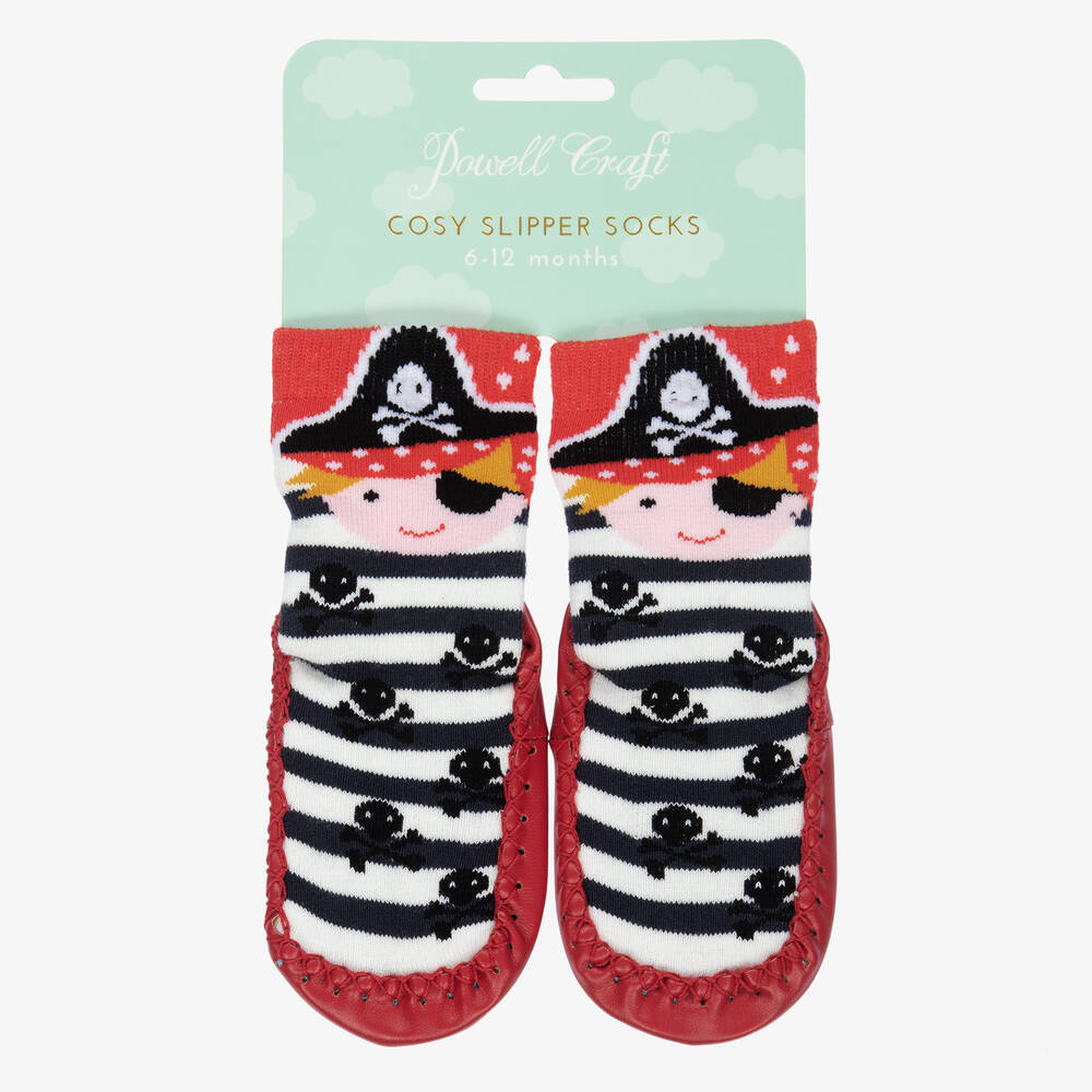 بووال كرافت-جوارب سليبرز جلد صناعي وقطن لون أحمر للأطفال | Childrensalon Outlet