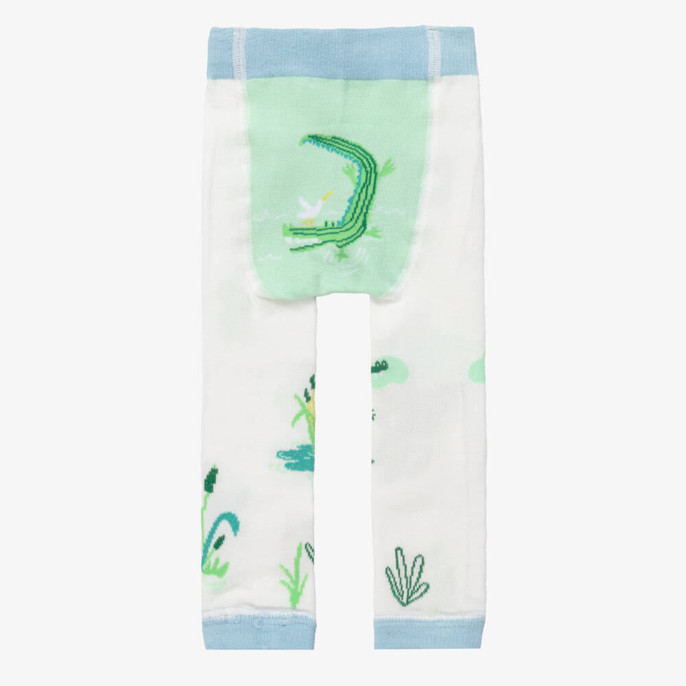 Powell Craft-White & Green Cotton Crocodile Leggings | Childrensalon Outlet