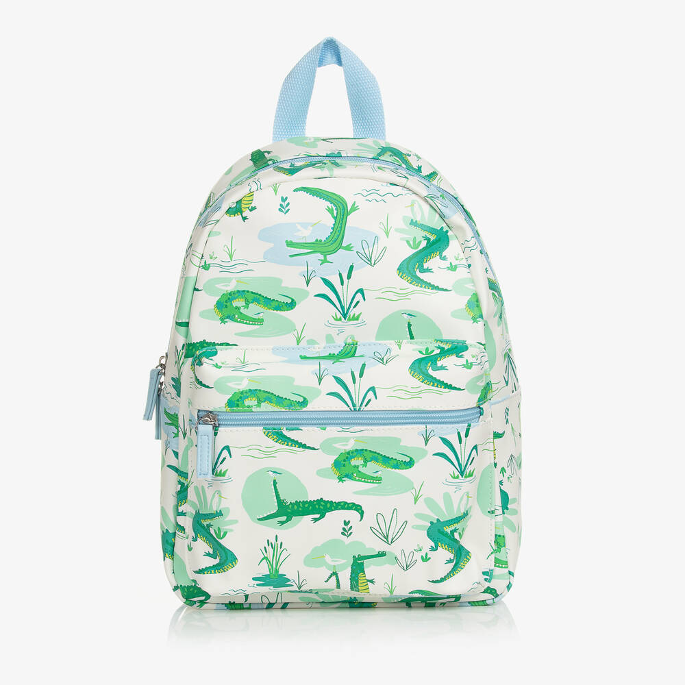 Powell Craft-White & Green Crocodile Backpack (32cm) | Childrensalon Outlet